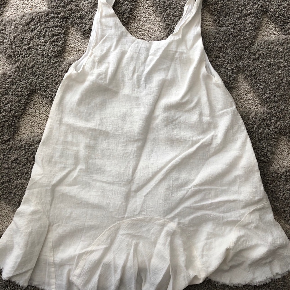 White linen blend dress